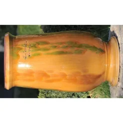 Jarre à huile flammée en terre cuite émaillée H 71 x Ø 40 cm