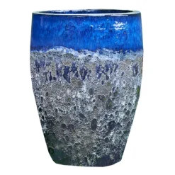 Jarre en grès émaillé bleu Decolines Leon - Ø 33 x H 44 cm