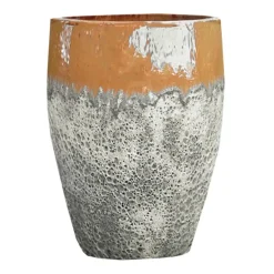 Jarre en grès émaillé gris/jaune miel Decolines Leon - Ø 59 x H 68 cm