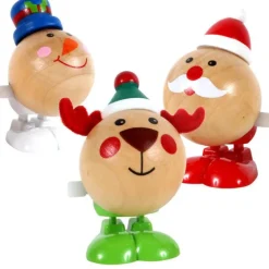 Jouet en bois avec remontoir 3 modèles assortis Ø 4 x H 6,5 cm