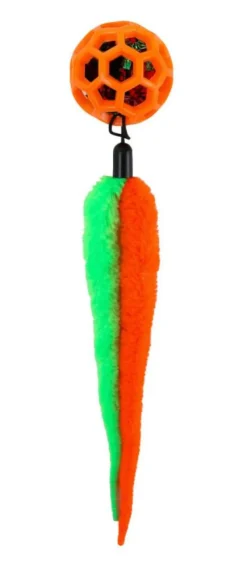 Jouet pour chat balle et queue chenilles coloris orange Wouapy - Ø 4,8 cm