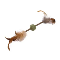 Jouet pour chat coloris beige Wouapy boule à plumes matatabi – 20 x 3,8 x 38 cm