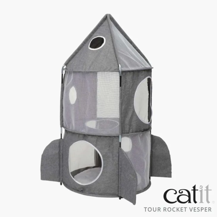 Jouet pour chat tour à chat Fusée Vesper Rocket Ship Catit coloris bleu