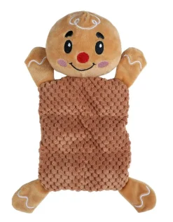 Jouet pour chien peluche plate bonhomme en pain d’épices avec sifflet Wouapy