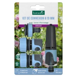 Kit de connexion Ø 19 mm botanic® pour tuyaux Ø 19 mm avec lance d'arrosage