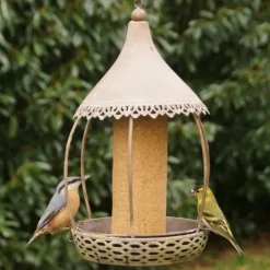 Kit de mangeoire carrousel gris en métal et cylindre Ø 20 x 32 cm
