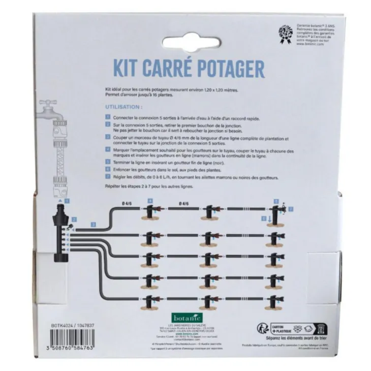 Kit pour carré potager botanic® - Arrosage goutte à goutte