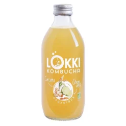 Kombucha curcuma et citron vert en bouteille en verre de 33 cl