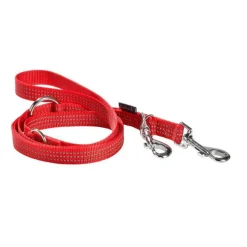 Laisse pour chien coloris rouge en nylon tressé Bobby Safe 3 positions – Taille L