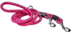 Laisse pour chien en nylon rond coloris fuchsia 3 positions Bobby Walk - 189 cm