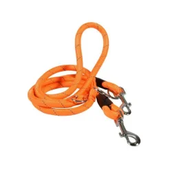 Laisse pour chien en nylon rond coloris orange 3 positions Bobby Walk - Taille unique