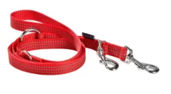 Laisse pour chien en nylon tressé coloris rouge 3 positions Bobby Safe - Taille S/M