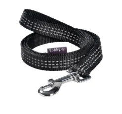 Laisse pour chien en nylon tressé coloris noir Bobby Safe - Taille S/M