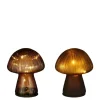 Lampe champignon en verre marron 10 LED - Ø 12 x H 15 cm