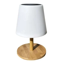 Lampe de table sans fil solaire ou USB en bois Batimex - 17,5 x 15,8 x 26 cm