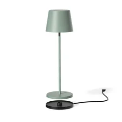Lampe de table touch sans fil en aluminium vert Kelly Olive - Ø 10 x H 38 cm