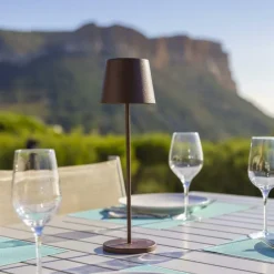 Lampe de table touch sans fil en aluminium marron Kelly Vintage - Ø 10 x H 38 cm