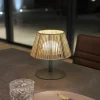 Lampe de table USB sans fil avec abat-jour naturel - Ø 20 x H 22 cm