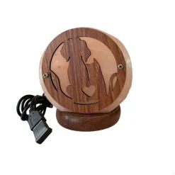 Lampe usb ronde chien et chat au sel de l'himalaya