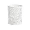 Lanterne à décor forêt blanche en métal ajouré petit modèle- Ø 13,5 x H 13,5 cm
