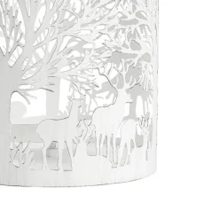 Lanterne à décor forêt blanche en métal ajouré petit modèle- Ø 13,5 x H 13,5 cm