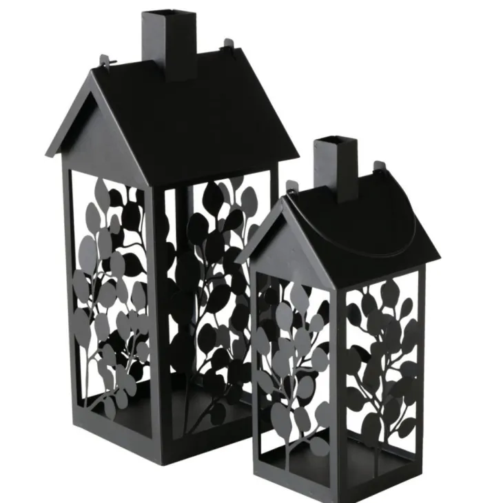 Lanterne Calypso coloris noir en métal - 19 x 19 x 45 cm