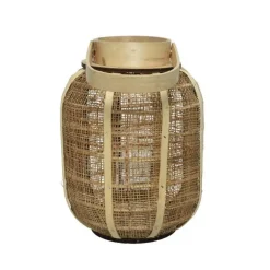 Lanterne coloris beige en toile de jute fait à la main - Ø 19 cm