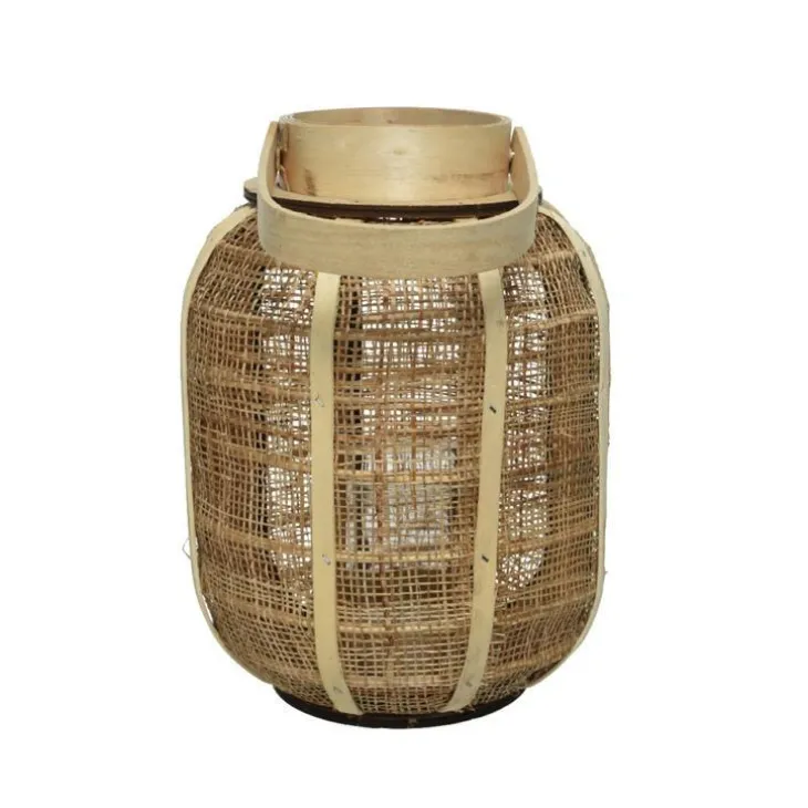 Lanterne coloris beige en toile de jute fait à la main - Ø 19 cm