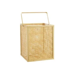Lanterne cubique coloris bois en bambou - 20 x 20 x 25 cm