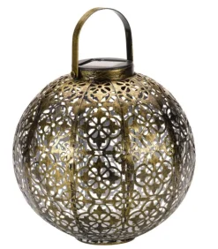 Lanterne Damasquette coloris jaune effet blanc froid en métal Smartgarden - 18 x 18 x 18 cm