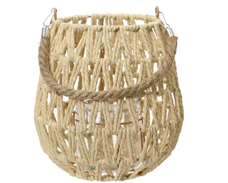 Lanterne en corde de papier coloris naturel - Ø 21 x H 22 cm