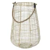 Lanterne en fer blanc et or - Ø 21 x H 31 cm