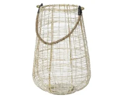Lanterne en fer blanc et or - Ø 21 x H 31 cm