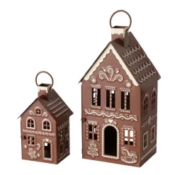 Lanterne forme petite maison en métal marron Ginger - 9 x 7,5 x 14,5 cm