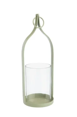 Lanterne lampion à suspendre coloris vert en métal - 10,5 x 10,5 x 3 cm