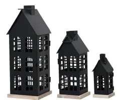 Lanterne maison haute coloris noir - 13 x 21 x 17 cm