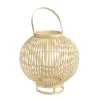 Lanterne ronde sur pied coloris bois en bambou - 35 x 35 x 35 cm