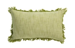 Le coussin frangé coloris beige en coton - 30 x 50 cm