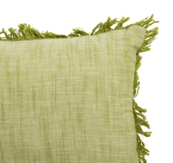 Le coussin frangé coloris beige en coton - 30 x 50 cm