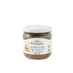 Lentilles vertes cuisinées bio hyposodées en bocal de 345 g
