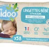 Lingettes bébé à l'eau pure 100 % compostables Tidoo - Paquet de 58 lingettes