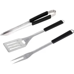 Lot de 3 accessoires pour barbecue en acier inoxydable à manche soft touch