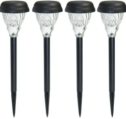 Lot de 4 balises extérieures Skool coloris noir en métal et verre Watt & Home - 40 cm