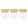 Lot de 3 boites carrées en verre et bambou - 800 ml
