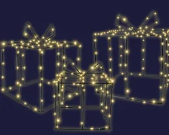 Lot de 3 décorations lumineuses micro LED intérieur et extérieur coloris blanc chaud - 250 LEDS