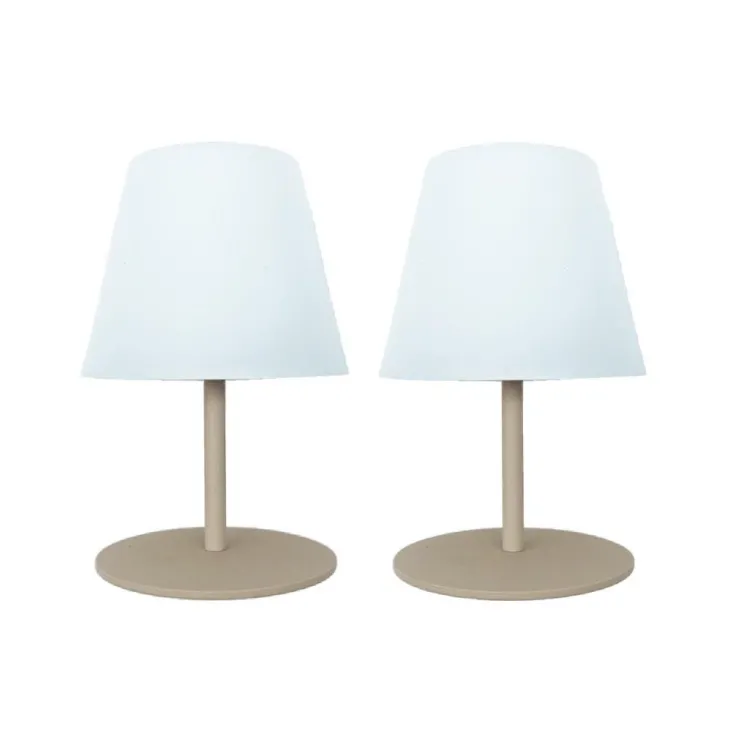 Lot de 2 lampes coloris beige effet blanc chaud en métal Batimex - Ø 10 x 16 cm