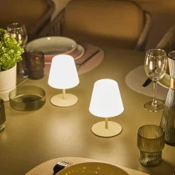 Lot de 2 lampes coloris beige effet blanc chaud en métal Batimex - Ø 10 x 16 cm