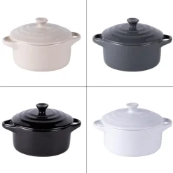 Lot de 4 mini cocottes Zen coloris multicolore en grès - 9,8 x 9,8 cm