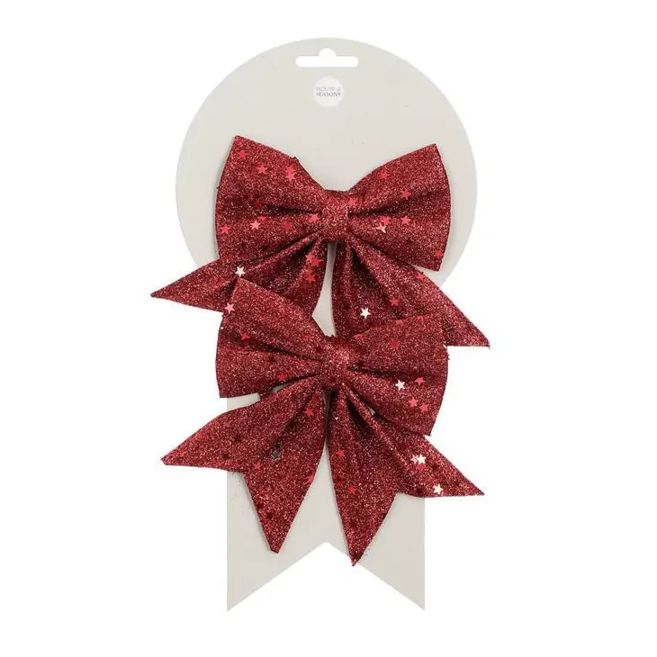 Lot de 2 nœuds décoratifs rouge foncé - 12 x 13 cm