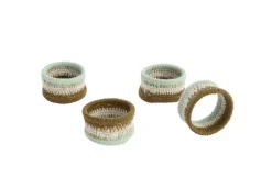 Lot de 4 ronds de serviettes coloris multicolore en osier - 5 x 5 x 3 cm